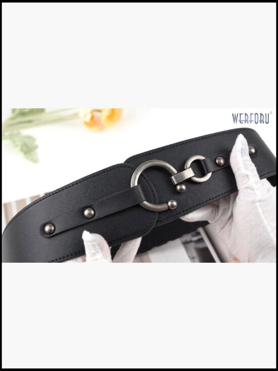 Vintage Wide Elastic Stretch Belt with Interlock Buckle for Dress